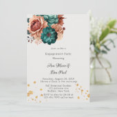 ターコイズ&テラコッタピーニー婚約パーティ 招待状 (スタンド正面)