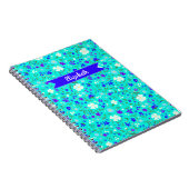 ターコイズ ディジー フローラル イラスト オーダーメイド ノートブック (右側)