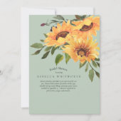 ターコイズ & ディーププラムのひまわり ブライダルシャワー 招待状 (正面)