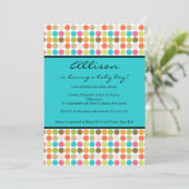 ターコイズ ドット 女の子 男の子 シャワー 招待状 (スタンド正面)