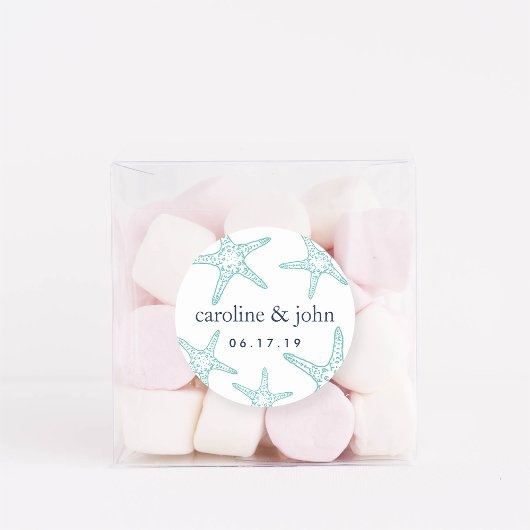 ターコイズ&ネイビースタフィッパーソナライズされたズ結婚ズ ラウンドシール