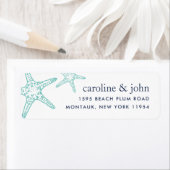 ターコイズ&ネイビースターフィッシュ差出人住所 ラベル (インサイチュ)