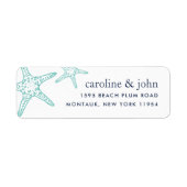 ターコイズ&ネイビースターフィッシュ差出人住所 ラベル (正面)