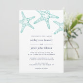 ターコイズ&ネイビースターフィッシュ結婚式招待状 招待状 (スタンド正面)