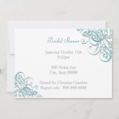 ターコイズ バロック スワール ブライダル シャワー 招待状 (裏面)