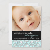 ターコイズ·バロック·ベイビー·ガール·フォト·アナウンス 案内状 (正面)