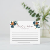 ターコイズ & バーンオレンジの結婚式アドバイスカード インビテーションポストカード (スタンド正面)