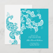ターコイズ パイスロー ペコック シック ウェディング レセプション エンクロージャーカード (正面/裏面)