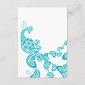 ターコイズ パイスロー ペコック シック ウェディング レセプション エンクロージャーカード (裏面)