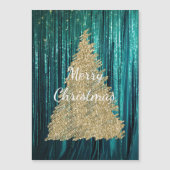 ターコイズ・パイン・グリーン・ティンセル・ゴールド・クリスマスツリー (正面)