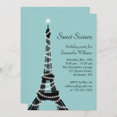 ターコイズ パリのスイート16招待状 招待状 (正面/裏面)