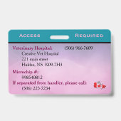 ターコイズ/パープルのサービスドッグIDカードバッジ バッジ (裏面)