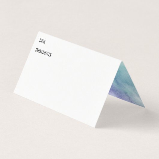 ターコイズ&パープルウォッシュ内部レシピテントカード 名刺 (正面)