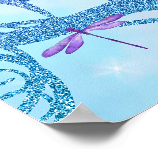 ターコイズ&パープルキンセアニラウェルカムサイン ポスター (角)