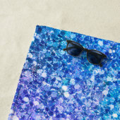 ターコイズ&パープルフェイクグリッター ビーチタオル (インサイチュ)