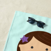 ターコイズ&パープルマーメイドビーチタオル-茶髪 ビーチタオル (インサイチュ)