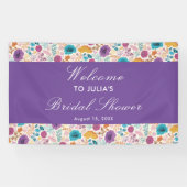 ターコイズ パープル イエロー 春の草原 ブライダルシャワー 横断幕 (横)