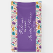 ターコイズ パープル イエロー 春の草原 ブライダルシャワー 横断幕 (縦)