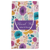 ターコイズ パープル イエロー 春の草原 花 結婚式 スモールペーパーバッグ (正面)