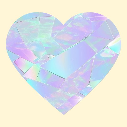 ターコイズ & パープル イリデッセント デザイン ハートシール