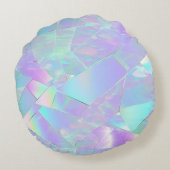 ターコイズ & パープル イリデッセント デザイン ラウンドクッション (裏面)