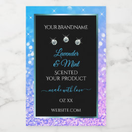 ターコイズ パープル グリッター ブラック 製品ラベル ダイヤモンド フードラベル