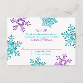 ターコイズ パープル スノーフレーク ウィンター ウェディング RSVP