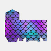 ターコイズ パープル ピンク ブルー マーメイド スケール ファンタジー パーティー フェイバーボックス (折り畳みなし)