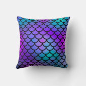 ターコイズ パープル ピンク ブルー マーメイド スケール ファンタジー フィッシュ クッション (裏面)
