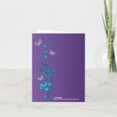 ターコイズ、パープル フローラル、蝶 謝謝 サンキューカード (裏面)
