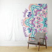 ターコイズ＆パープル モダン フラワー ウェディング バックドロップ タペストリー (インサイチュ(横))