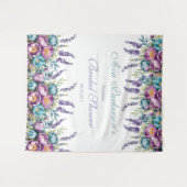 ターコイズ パープル ワイルドフラワーズ ブライダル シャワー タペストリー (正面(横))