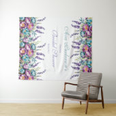 ターコイズ パープル ワイルドフラワーズ ブライダル シャワー タペストリー (インサイチュ(横))