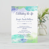 ターコイズ＆パープル 水彩 ライフ セレブレーション 招待状 (スタンド正面)