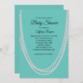 ターコイズ＆パールのベビーシャワー招待状 招待状 (正面/裏面)