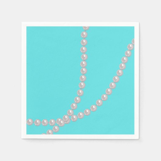 ターコイズ＆パール スタンダードカクテルナプキン (正面)