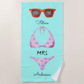 ターコイズ ビキニ サングラス フューチャー ミセス ビーチタオル (正面)