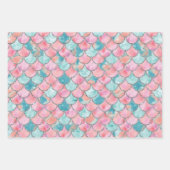 ターコイズ、ピンクとシルバーのマーメイドはかりで測 ラッピングペーパーシート (正面2)