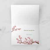 ターコイズ＆ピンクの桜の結婚式のお礼 サンキューカード (内部)