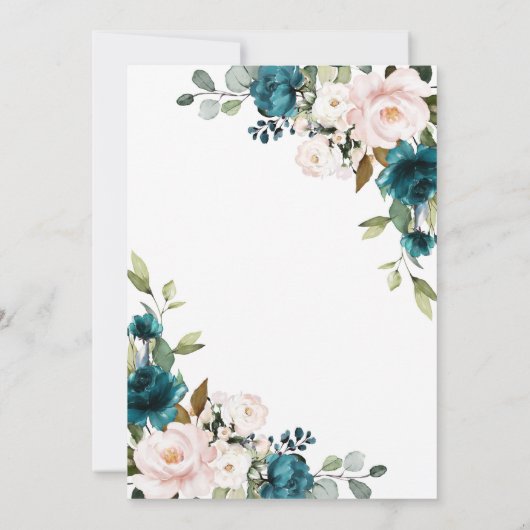 ターコイズ&ピンクフローラハイランドカウベビーシャワー 招待状 (裏面)