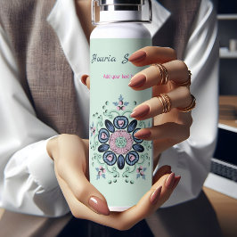 ターコイズ&ピンクフローラマンダラドードル ウォーターボトル