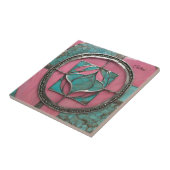 ターコイズ&ピンクモザイクアート タイル (側面)