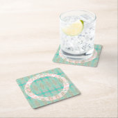 ターコイズ（ピンク） スクエアペーパーコースター (インサイチュ)