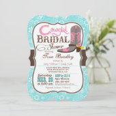 ターコイズ、ピンク、ブラウン女性のカーボーイブライダルシャワー 招待状 (スタンド正面)