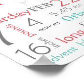 ターコイズ&ピーチベビー誕生統計男女兼用 ポスター (角)