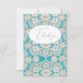 ターコイズ フェイクレース フラット サンクス カード (正面)