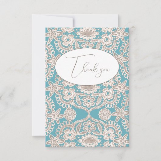 ターコイズ フェイクレース フラット サンクス カード (正面)