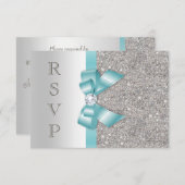 ターコイズ フェイク ボウ シルバー ダイヤモンド RSVP (正面/裏面)