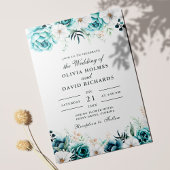 ターコイズ フラワーの結婚式招待状 | ボタニカル 招待状