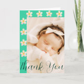 ターコイズ フラワーフォトカード | 助産師 新生児 ギフト サンキューカード (正面)